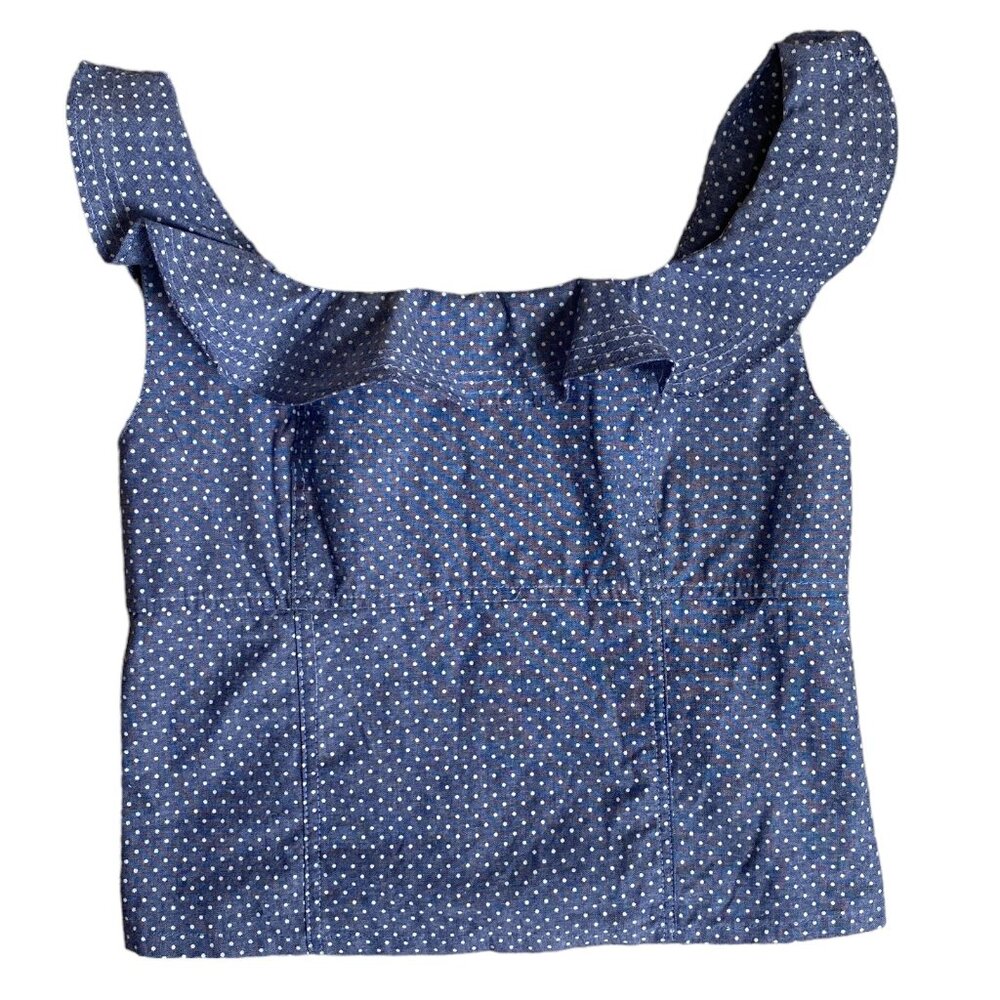 Hayden Babydoll Polka Dot Boho Tank Top Sz S Cottagecore Romcom Ruffle Smock